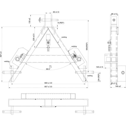 Bale Frame - 2 x M22 x 1100mm Tines (Sparex Brand)
 - S.110176 - Farming Parts