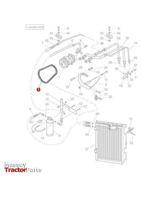 Belt Air Conditioner - 3389525M1 - Massey Tractor Parts