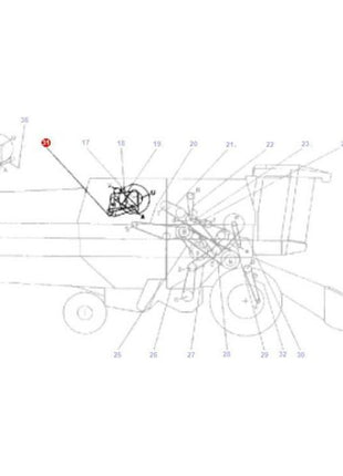 Diagram of a Massey Ferguson Combine from the 7200 Series featuring the AGCO Belt PROP. PUMP AND HYDR. PUMP (part number D41990013), with numbered parts and components indicated by lines and annotations.