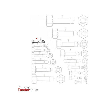 Bolt 1/4 x 3/8 unf - 353500X1 - Massey Tractor Parts