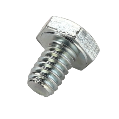 A shiny 1/4x3/8" metal hex head bolt, identified as the Massey Ferguson - Bolt 1/4x3/8 unc - 353664X1 by AGCO, with a partially threaded shank is shown against a white background.