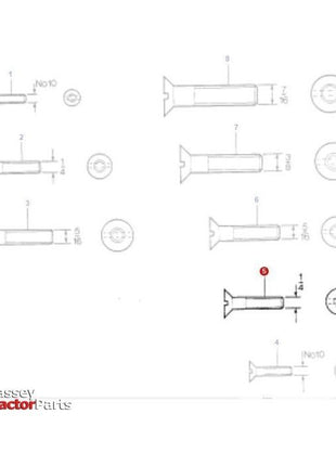 Bolt 1/4x5/8unc CSK Slotted Hd - 354023X1 - Massey Tractor Parts