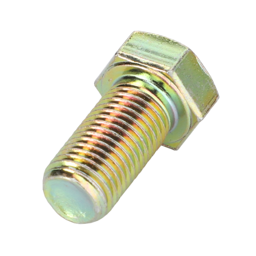 Close-up of a Massey Ferguson 7/16 x 7/8 UNF bolt with a metallic finish, part number 353558X1 by AGCO.