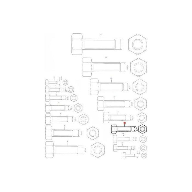 Bolt 7/16x1.1/2 unc - 353699X1 - Massey Tractor Parts