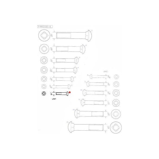 Bolt Carriage 1/4 x 1/2 - 354241X1 - Massey Tractor Parts