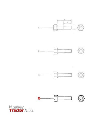 Bolt M16x75 10.9 - 3019865X1 - 3016589X1 - Massey Tractor Parts