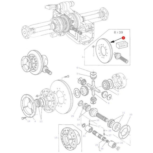 Bolt Pinion - 825776M1 - Massey Tractor Parts