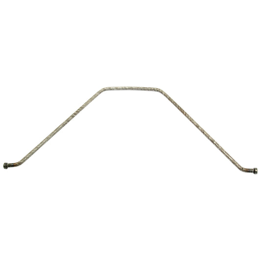 A metallic component with angular bends, featuring threaded connectors at both ends, reminiscent of the precision found in the Bonnet Hinge (Sparex Part No.S.67469) by Sparex, displayed against a white background.