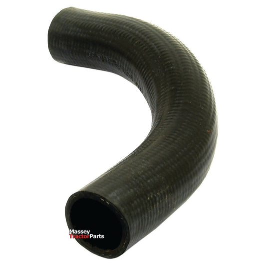 Curved black rubber bottom hose for Massey Ferguson Tractor with a textured surface, labeled "Sparex," compatible with Sparex hose clips (Part No. S.41316), and featuring an inner diameter of 34mm at both ends.