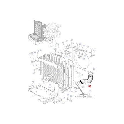 Bottom Radiator Hose - 3618641M1 - Massey Tractor Parts