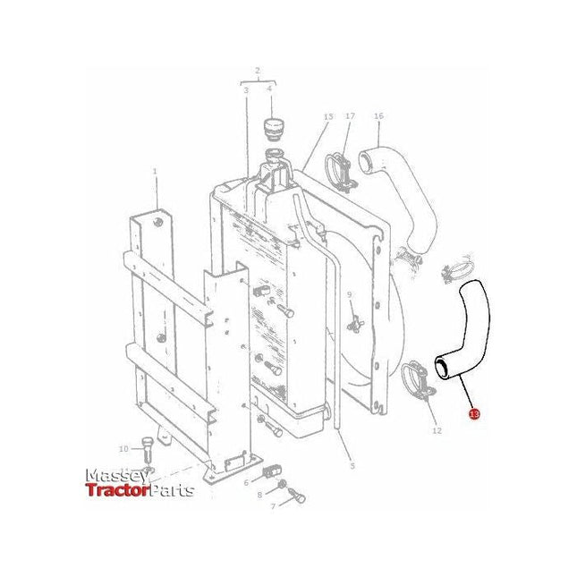 Bottom Radiator Hose - 885563M1 - Massey Tractor Parts
