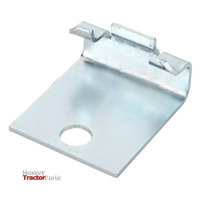 A metal bracket with a hole at the bottom and notches at the top, labeled "AGCO Massey Ferguson - Bracket - 1694914M3" in the bottom left corner.