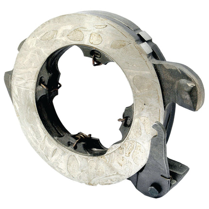 The Brake Actuator (Sparex Part No. S.43483) from Sparex is an essential component featuring a round central opening and three protruding mounting tabs, ideal for Massey Ferguson tractors.