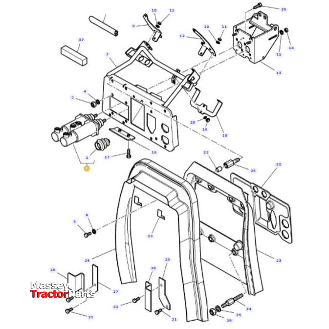 Massey Ferguson Brake Cylinder - 4270191M1 | OEM-Massey Ferguson-Axles & Power Train,Brakes,Cylinders & Components,Farming Parts,Master Cylinders,Tractor Parts