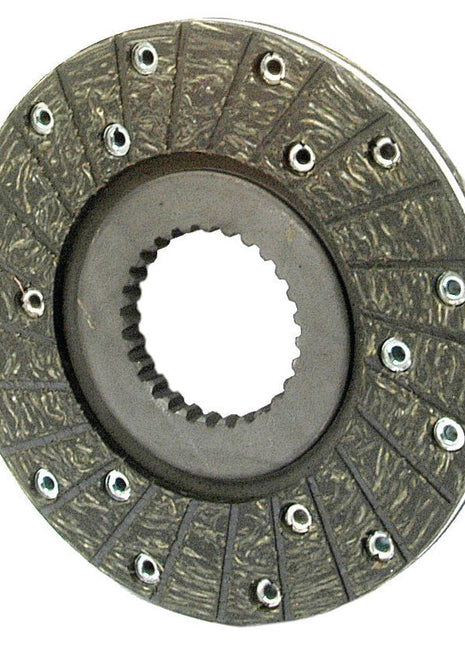 A circular metal Brake Friction Disc, model S.40832 by Sparex, with an outer diameter of 180mm features multiple small round bolts arranged evenly around the perimeter. The center, which includes a spline for attachment, is constructed using an organic lining material.
