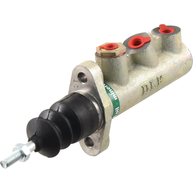 A close-up image of a Sparex Brake Master Cylinder (Sparex Part No. S.42991) for Massey Ferguson, featuring three outlet ports and a black rubber dust cover.