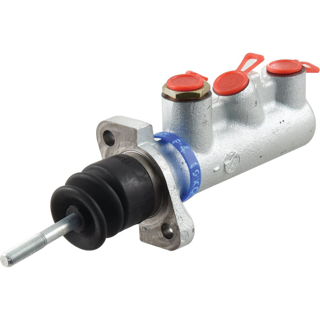 A Sparex Brake Master Cylinder (Part No. S.73037) with multiple ports and a black rubber boot on one end, compatible with Massey Ferguson equipment.