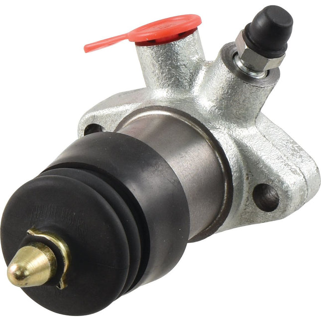 This Sparex Brake Slave Cylinder (RH & LH) | Sparex Part No. S.42798 features a black rubber boot, a threaded mounting hole, a bleeder screw, and a red dust cap.