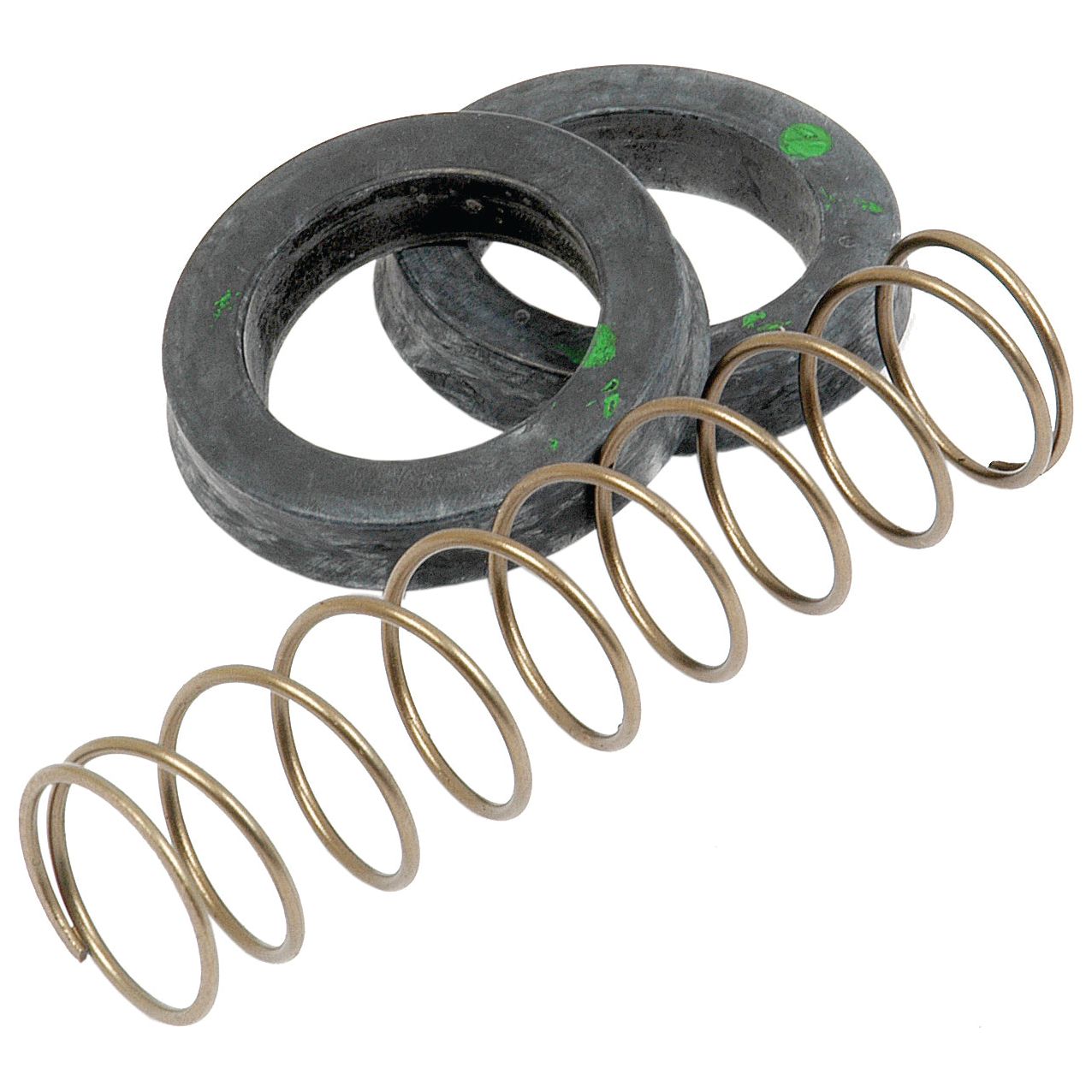 Two black rubber washers paired with a coiled metal spring are included in the Sparex Brake Slave Cylinder Repair Kit (S.42324).