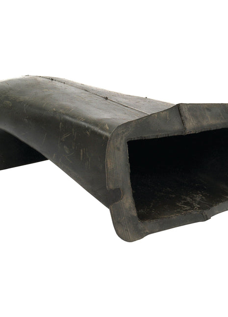 A black, rectangular, rubber breather hose with a slightly curved shape and an open end, often used in Massey Ferguson and Landini machinery. It's the Breather Hose by Sparex, Part No.S.43724.