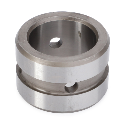 A cylindrical metal component with two holes and a groove around its circumference, compatible with Massey Ferguson 5400 Series machinery, is the Massey Ferguson - Bush - 3382868M2 by AGCO.