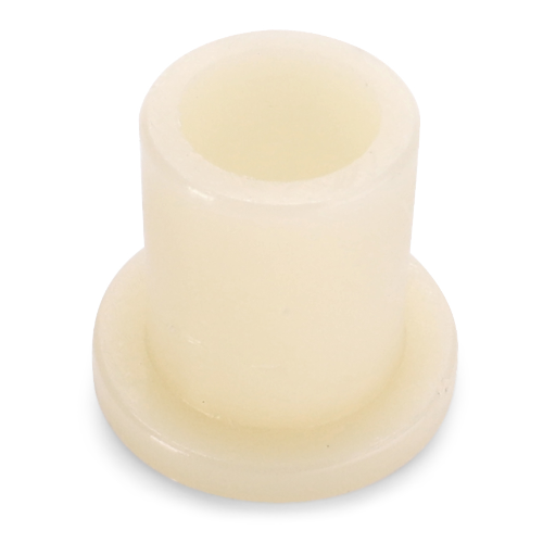 The AGCO Massey Ferguson Bush Door Hinge (1427092M1) is a cylindrical plastic bushing with a flange at its base, designed to reduce friction and wear in rotating or sliding applications, ensuring the reliability of Massey Ferguson 100 Series tractors.