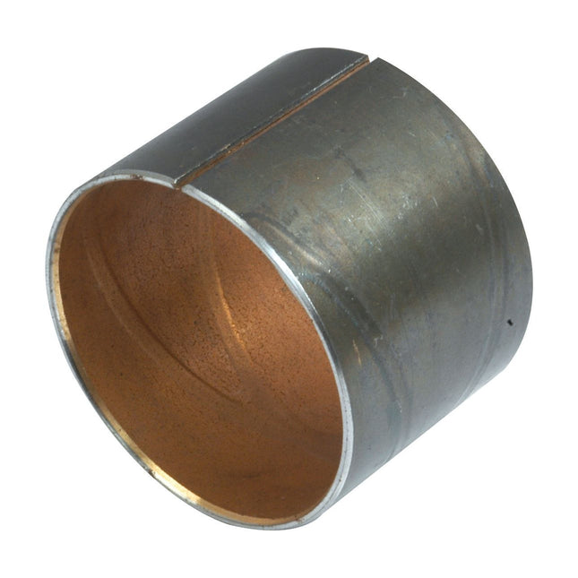 A close-up of a cylindrical metal sleeve with an open seam, displaying an inner layer that appears to be a different material, likely for industrial or mechanical use. This precise Spindle Bush (Sparex Part No. S.40119) from Sparex ensures reliability and durability in demanding environments.