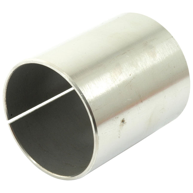 A Sparex Bush (Part No. S.43473) metal cylindrical sleeve, featuring a slot along the length of one side and positioned horizontally against a plain white background, ideal for use in Massey Ferguson applications.