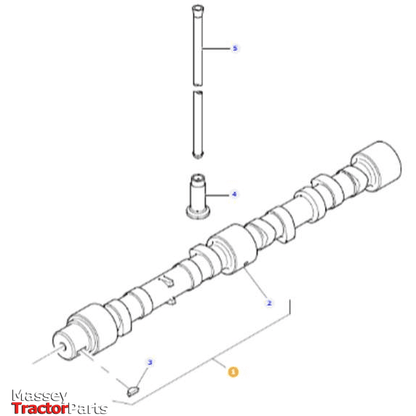 Diagram showing parts of the Massey Ferguson - Camshaft - 4226933M1 by AGCO with labeled components.
