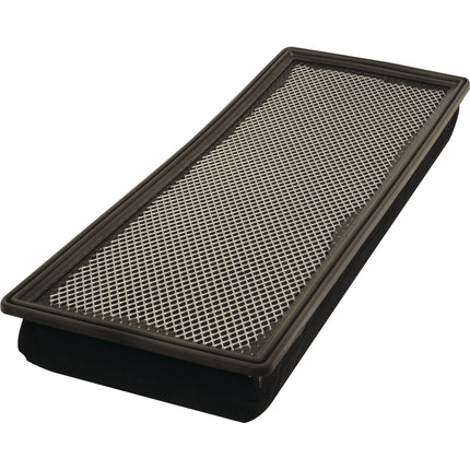 Rectangular Carbon Filter - Pesticide with a black frame and a fine, white mesh dust filter element, Sparex Part No.S.105522.