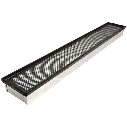 The Carbon Filter - Pesticide from Sparex (Part No. S.105555) is a long, rectangular metal grate with a mesh surface and solid metal base, perfectly designed for use with carbon filters.