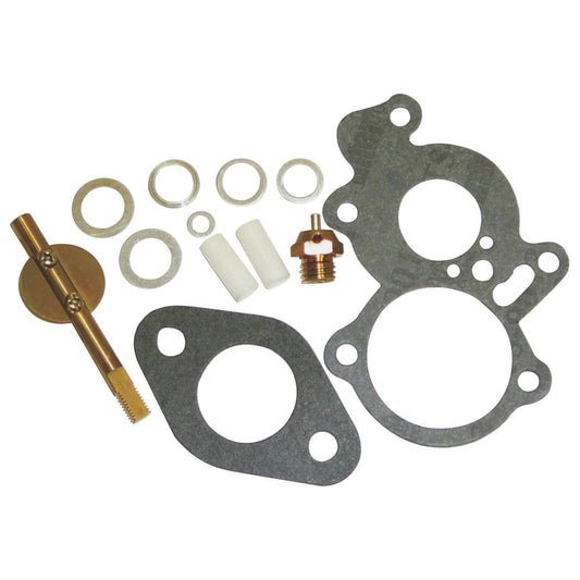 A Carburettor Repair Kit for Massey Ferguson TEA20 tractors, including gaskets, washers, a threaded rod, and a small copper fitting from the brand Sparex (Part No. S.42540), displayed on a white background.