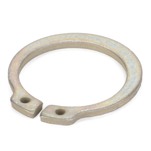 The AGCO Massey Ferguson - Circlip - 3813500M1, a metallic circlip featuring two small holes near the open ends, is typically used for securing parts on a shaft and is suitable for Massey Ferguson's 4200 Series tractors.