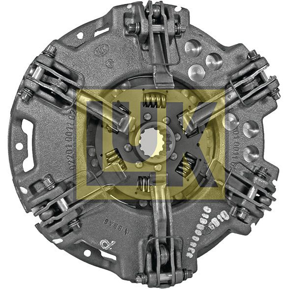 The Clutch Cover Assembly - S.19601 from Sparex is an automotive manual transmission component with a cerametallic design, visible springs and housing, highlighted by the LU logo encapsulated in a yellow square at the center.