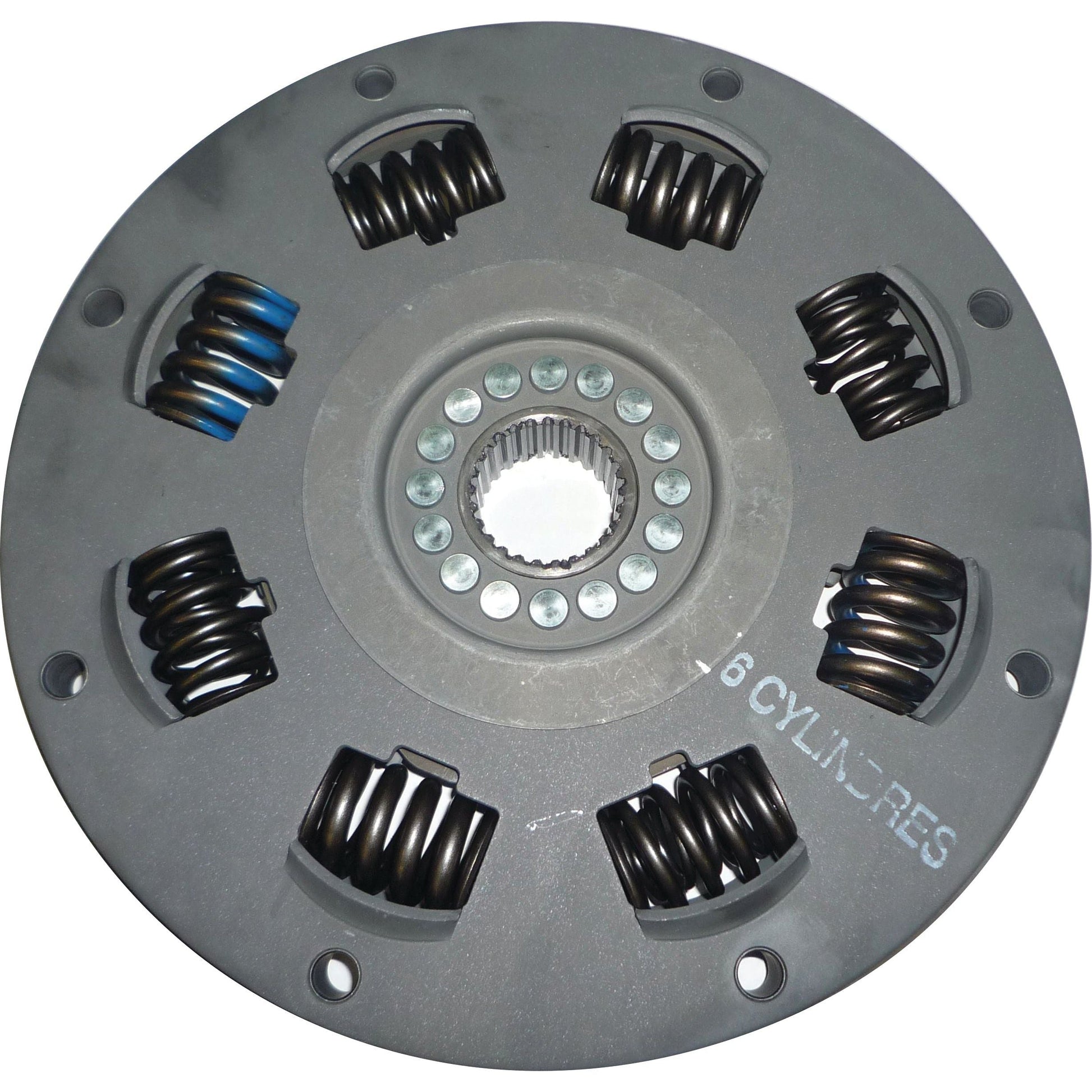 A circular mechanical component featuring six visible damper springs and a central gear. The text "6 CYLINDRES" is printed on the bottom right, highlighting its expert craftsmanship by Sparex under the product name Clutch Damper - S.73164.