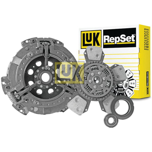 A clutch kit and its box from the brand Sparex, featuring a 330mm pressure plate, Single Cover, Cerametallic Loose Disc, and bearings; Product Name: Clutch Kit with Bearings - S.147266.
