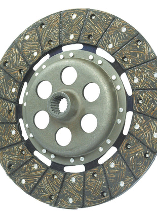 The Sparex Clutch Plate - S.19507, a round and textured metallic clutch disc with multiple holes and intricate patterning, featuring a Disc Size of 302mm, is isolated against a plain white background.