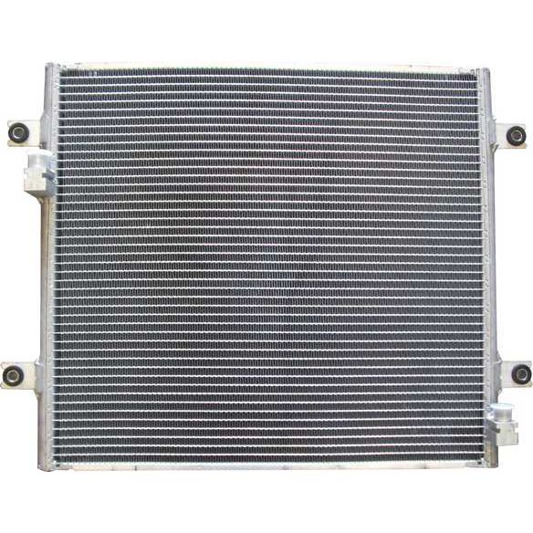 An image of the Sparex Condenser (Sparex Part No. S.118237), featuring an aluminum core and plastic end tanks, used in cooling the engine by transferring heat from the coolant to the air. This component is similar to a condenser found in Massey Ferguson machinery, ensuring optimal engine performance.