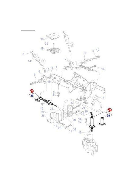 Diagram of a mechanical assembly for a Massey Ferguson Control Cable (3713770M2) by AGCO, featuring numbered parts and connectors, displaying an exploded view of components likely part of a vehicle or machinery system.