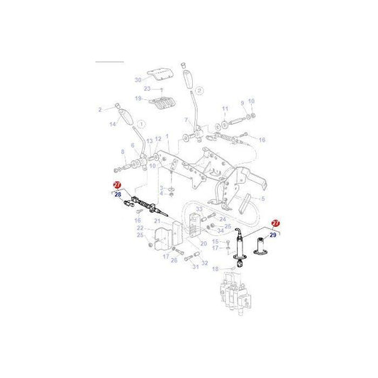 Diagram of a mechanical assembly for a Massey Ferguson Control Cable (3713770M2) by AGCO, featuring numbered parts and connectors, displaying an exploded view of components likely part of a vehicle or machinery system.