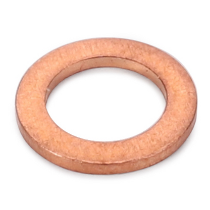 The AGCO Massey Ferguson - Copper Washer 6mm - 3000136X1 features a round shape and a hollow center, making it ideal for use in Massey Ferguson tractor parts, particularly the 300 Series.