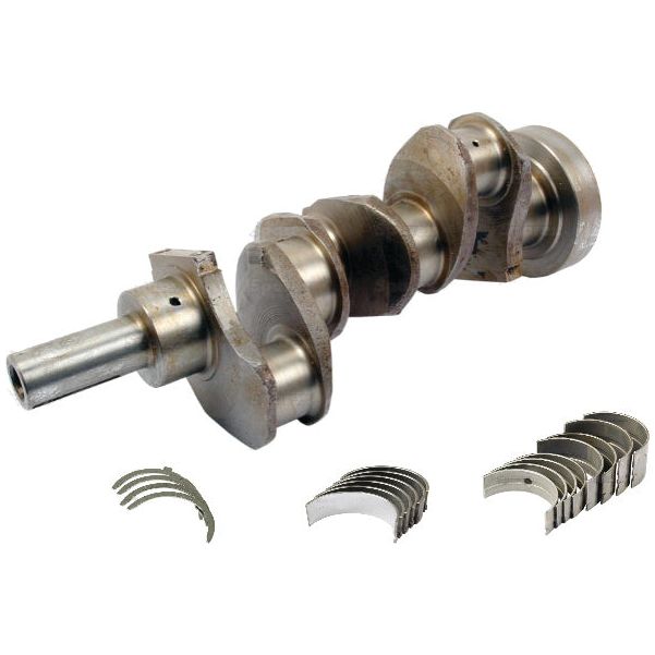 A Sparex Crankshaft Kit (3 Cyl.), AD3.152 - S.40313, featuring five circular counterweights, conrod bearings, and main bearings arranged below them.