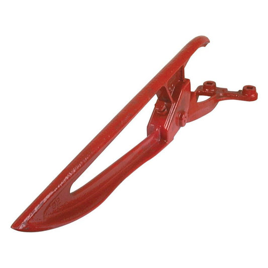 Red cast iron Crop Lifter with a mounting bracket, isolated on a white background. This Sparex product, Part No.S.77825, compatible with most models, serves as an ideal replacement for worn or damaged blades.