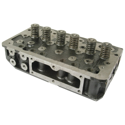 The Cylinder Head Assembly Kit (3 Cyl.) for AD3.152 - S.40303 from Sparex is a metal engine cylinder head featuring six valve springs, multiple holes, a rectangular shape, and visible ports.