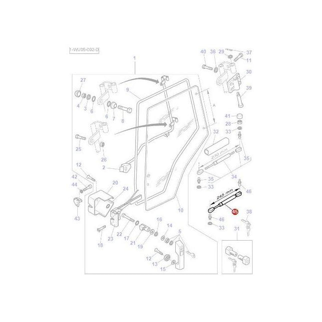 Door Strut - 4286448M1 - Massey Tractor Parts