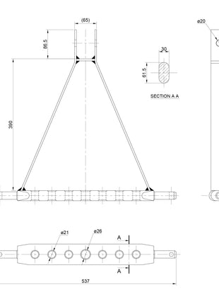 Drawbar Hitch System (Cat. 1) No. holes: 7, 508mm.
 - S.144789 - Farming Parts
