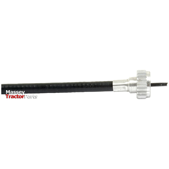 A black drive cable with a metal connector at one end and a metal knurled knob at the other, labeled "Massey Ferguson Tractor Parts," is available as Sparex Part No. S.57448, measuring 1073mm in length with an outer cable length of 1067mm from the brand Sparex.