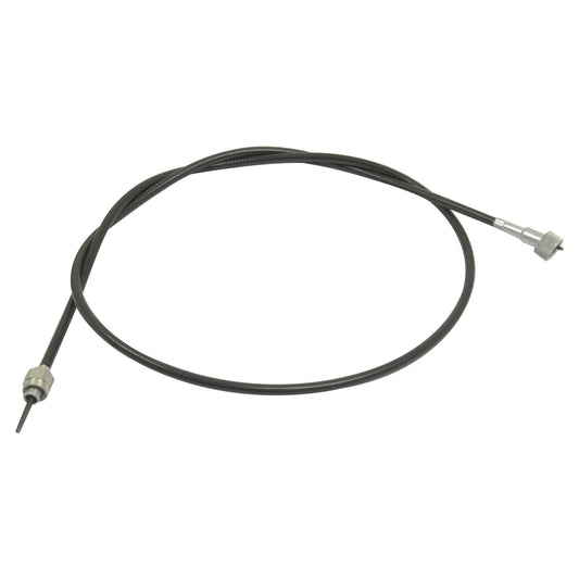 The Sparex Drive Cable (Sparex Part No. S.41095) is a coiled black cable, measuring 1350mm in length with an outer cable length of 1310mm, featuring metal connectors on both ends that may be suited for use as a throttle or speedometer cable for a Massey Ferguson.