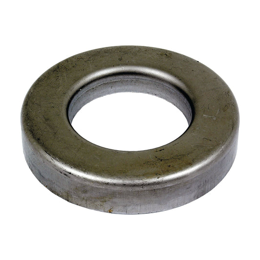 A flat, circular metal washer with a central hole, showing a smooth, reflective surface and slight wear marks—ideal as a Dust Cover for tractors such as the Landini 5830 or Massey Ferguson models. Introducing the Dust Cover | Sparex Part No. S.16332 by Sparex.