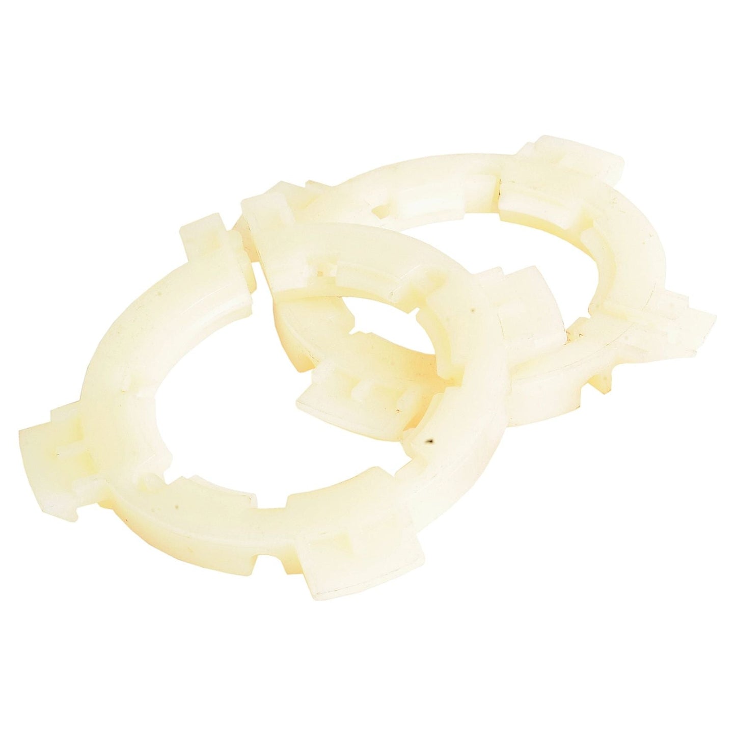 Two Sparex EASYLOCK BEARINGS 2X55MM LARG (Sparex Part No.S.59642), featuring interlocking notches, are laid side by side on a plain white background.